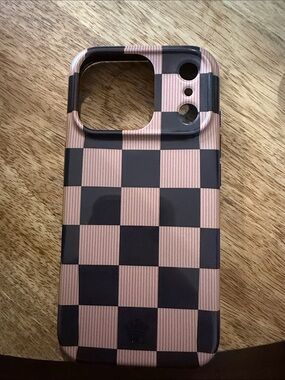 Velvet Caviar Rose Gold and Black Checkered Phone Case